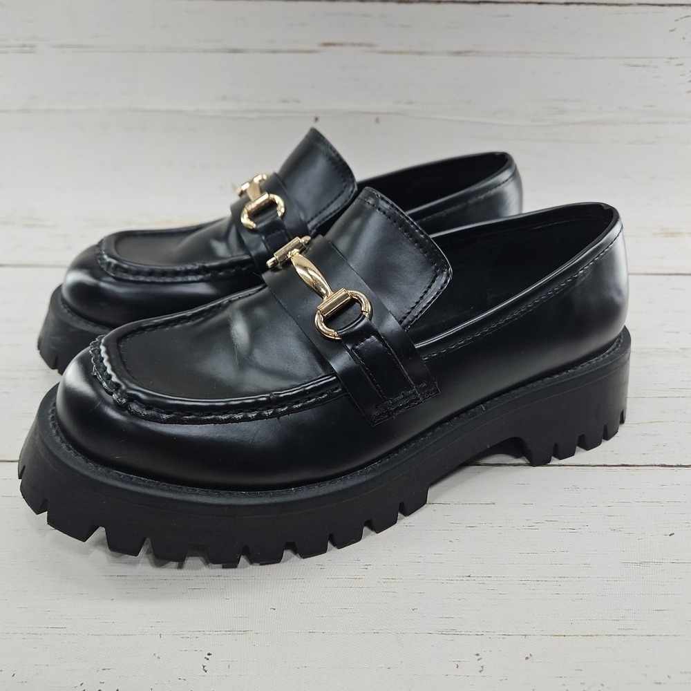 ASOS Design Masterpiece Loafer Shoes Womens 9 Black Chunky Lug‎ Sole Slip On Y2K